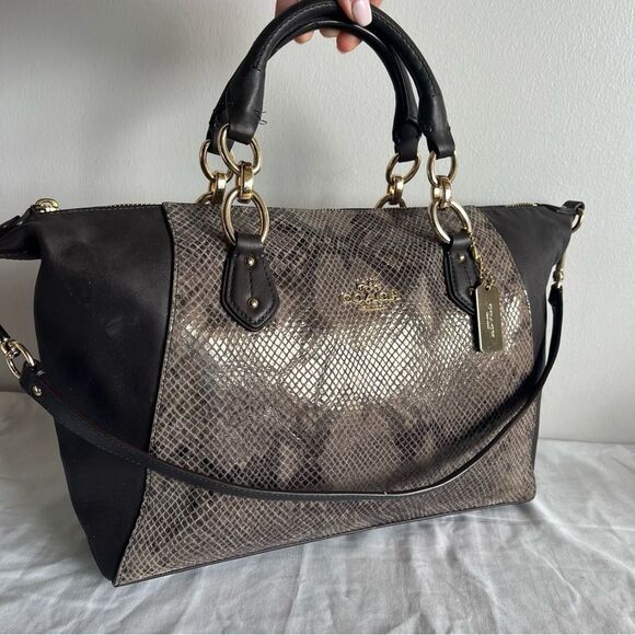 COACH Collette Python Graphite Madison Ashley Satchel Tote Handbag 33805 - Picture 2 of 11